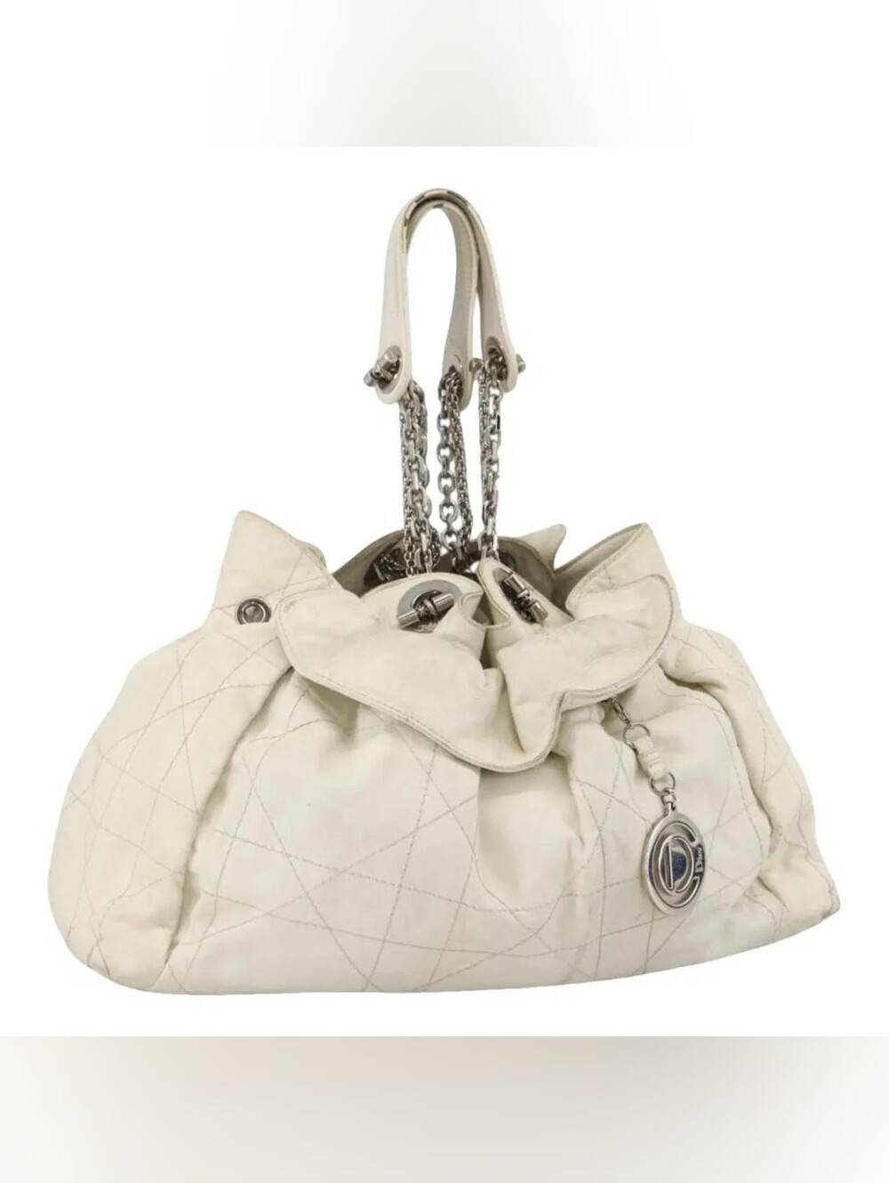 Christian Dior White Cannage Lambskin Le Trente Hobo Bag